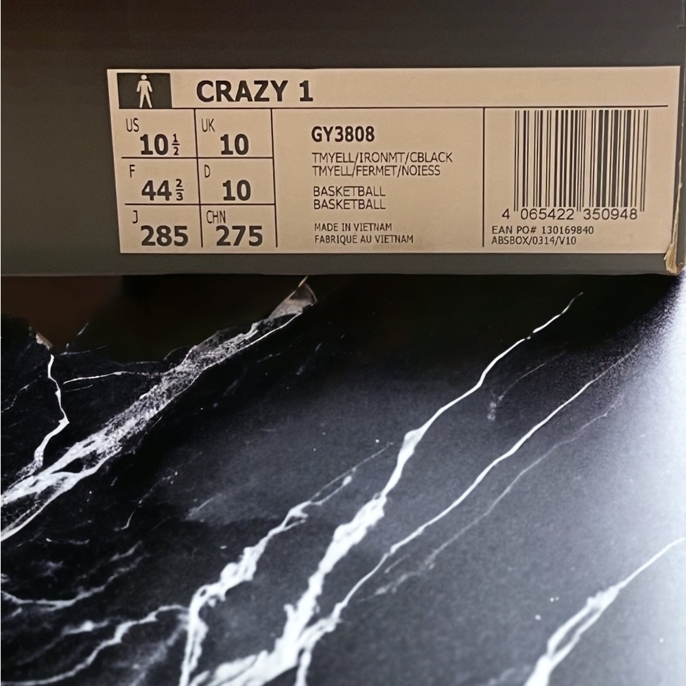 Adidas Crazy 1 Lakers Sunshine 2022 Core Black Gold Yellow GY3808 Kobe Bryant